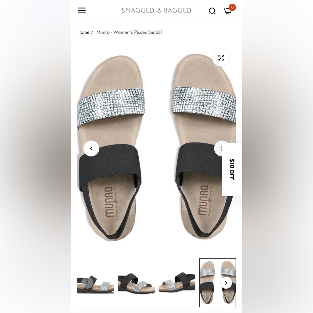 Munro Women's Sandals with Black and Silver Accents